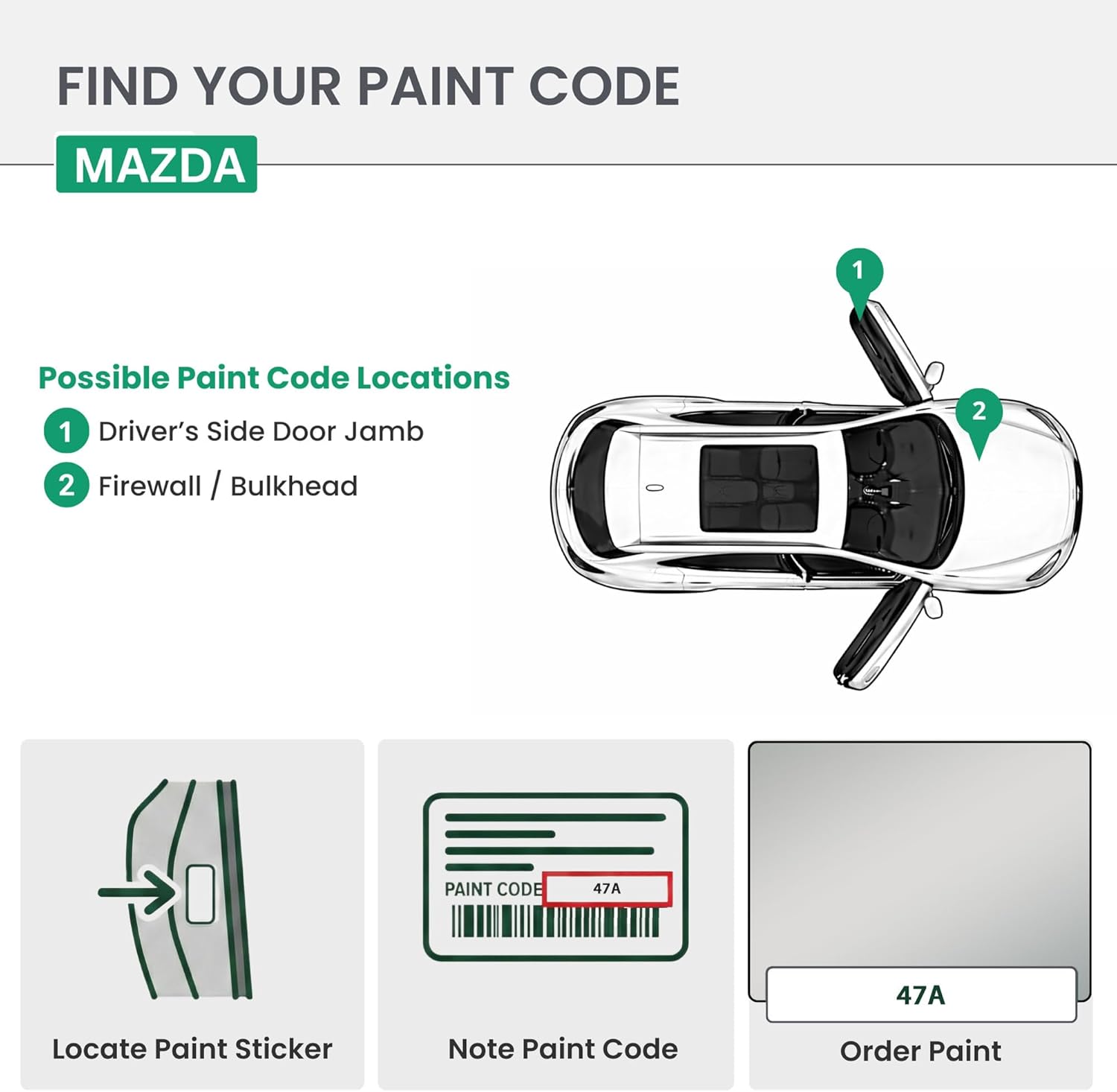 ERA Paints - 47A - Ceramic Metallic for MAZDA Exact OEM Color Match Automotive Touch Up Paint for Cars - Scratch & Chip Repair for Metal & Plastic - Premium Kit - Made in USA