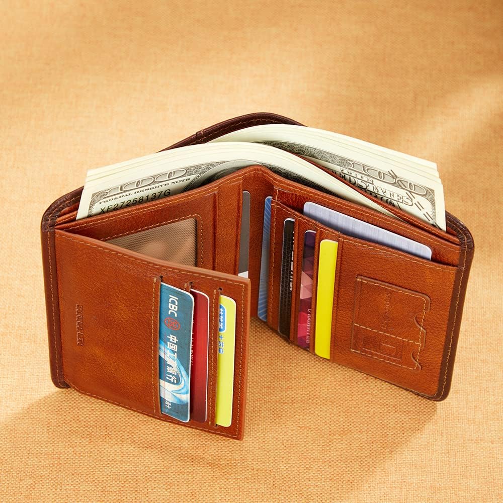 VANNANBA Trifold Wallet for Men RFID Blocking Leather Wallets,Large Capacity Wallet with Gift Box(Coffee) - Image 5