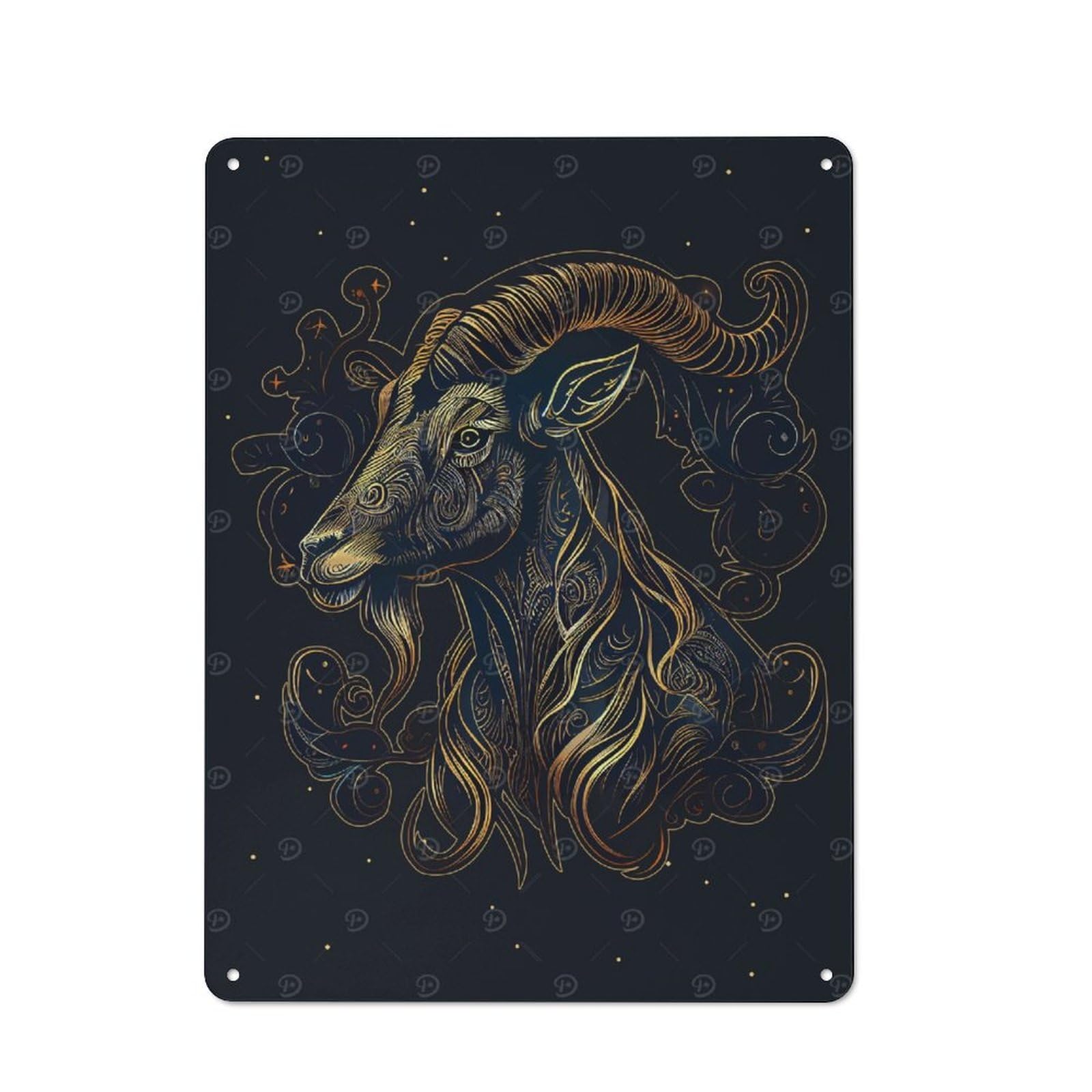 Junmoney Style-16 Chinese New Year Goat Vintage Metal Sign 40X30cm For Lounge Or Reading Corner, For Garage, Workshop And Man Cave Decoration