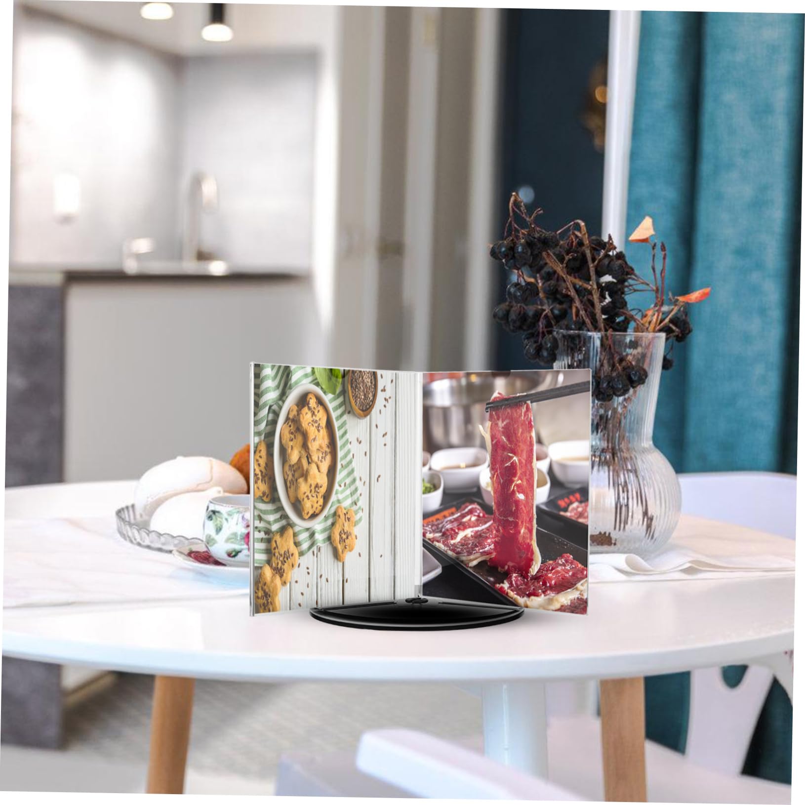 NUOBESTY Soporte con Base Elegante Giratorio de Menú de Escritorio y Alta Durabilidad de Acrílico Transparente Fácil de Instalar para Restaurantes
