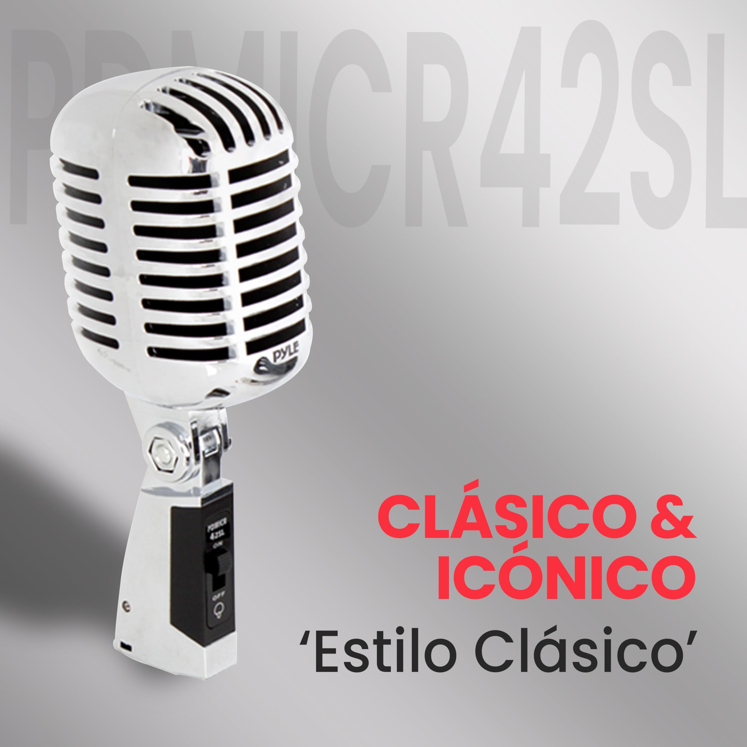 Pyle Micrófono Clásico Retro Dinámico, Unidireccional Cardioide de Estilo Vintage con Cable XLR, Compatible con Soporte Universal, Ideal para Actuaciones en Vivo y Grabaciones en Estudio