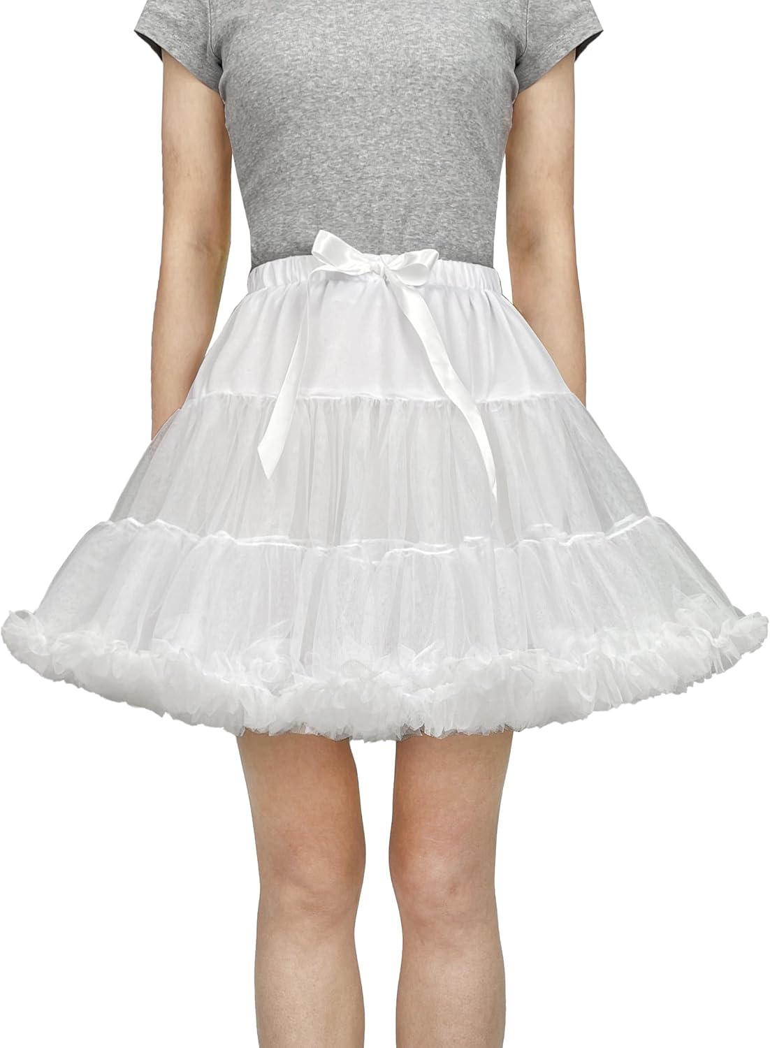 Kryozent Women's Layered Tulle Petticoat Underskirt Puffy Tutu Short Skirt Elastic Waist Princess Ballet Dance Pettiskirts