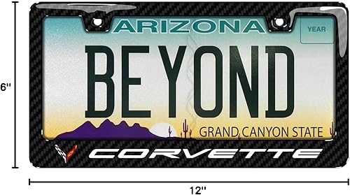 Miniatura 9 de Para Chevrolet Corvette C8 en 3D en acabado de fibra de carbono real, el marco de matrícula de plástico ABS tiene licencia oficial