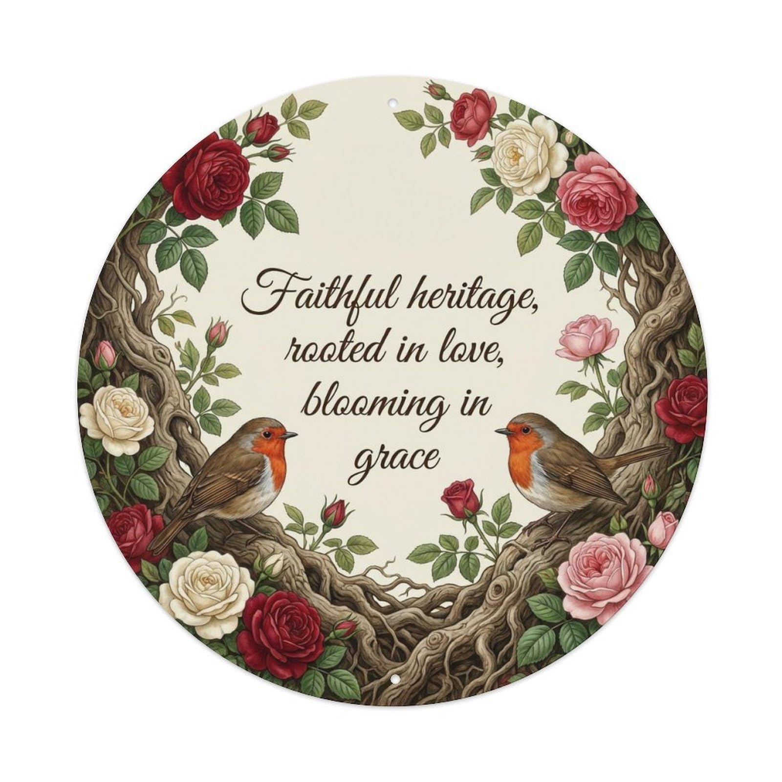 Okahys 8X8inch(20X20cm) European Robin Garden Sign Heaven Love Heritage Metal Tin Sign