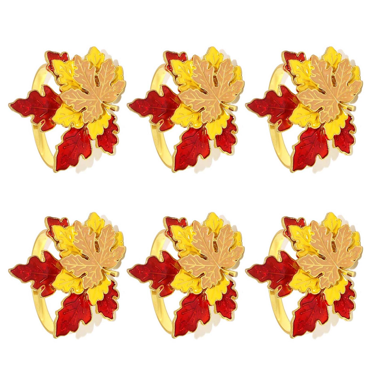 CUNZJIA 6Pcs Elegant Maples Napkin Rings Simple Napkin Holder Parties Table Decoration for Wedding Birthday Banquets