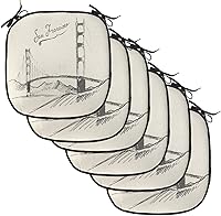 Vista 112 de Lunarable USA Chair Cushion Pad, American Cities Skylines Metropolis Architecture Sketch Style Hand Drawn Art Print, Seat Padding for Kitchen &