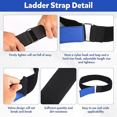 Miniatura 4 de Correas de amarre reutilizables ajustables con velcro de nailon, correas de seguridad multiusos para escalera, caravana, camión o barco, 33 x 2