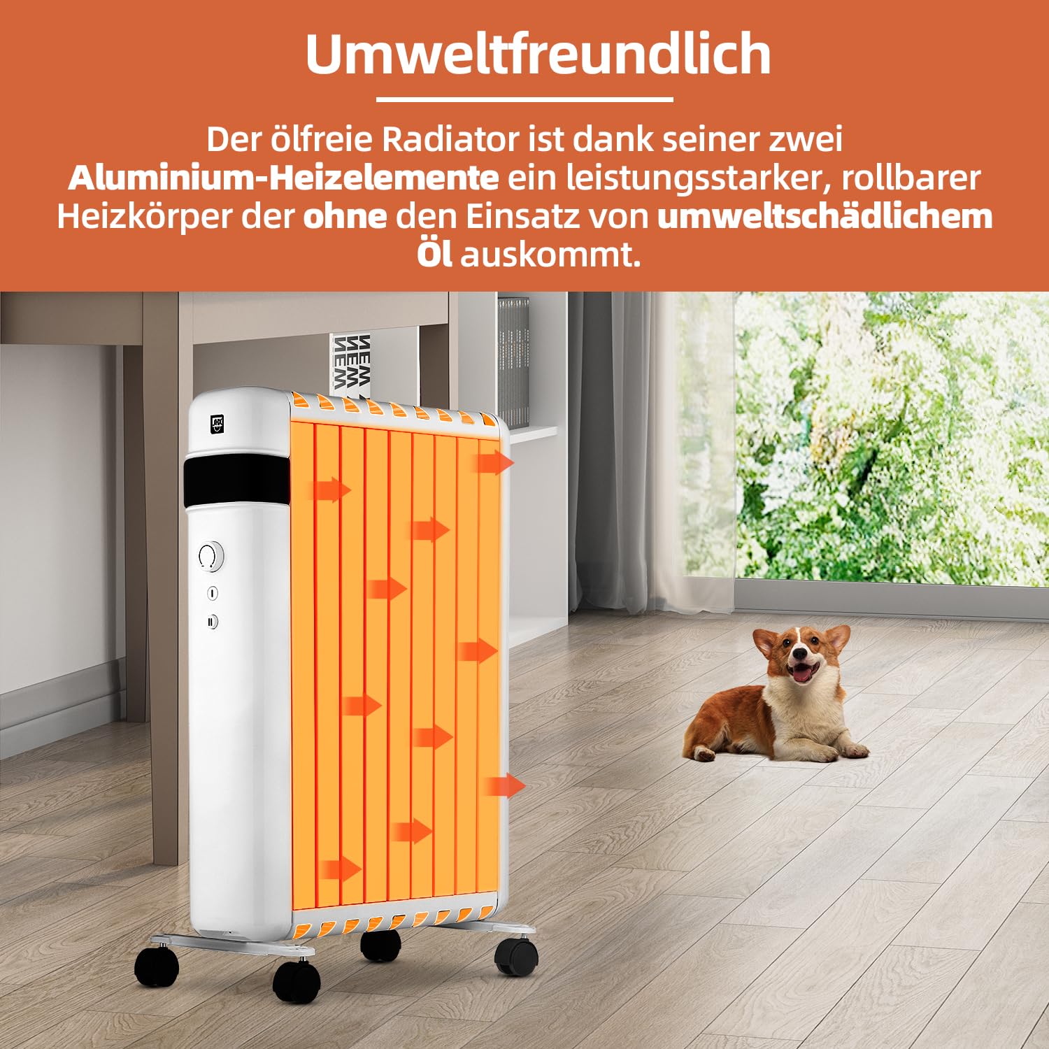 SHX SHX30ROF2000 bezolejowy grzejnik 2000 W, grzejnik elektryczny z 2 stopniami ogrzewania, tryb oszczędzania energii, termostat, automatyczne wyłączanie, zabezpieczenie przed przewróceniem, błyszczący biały