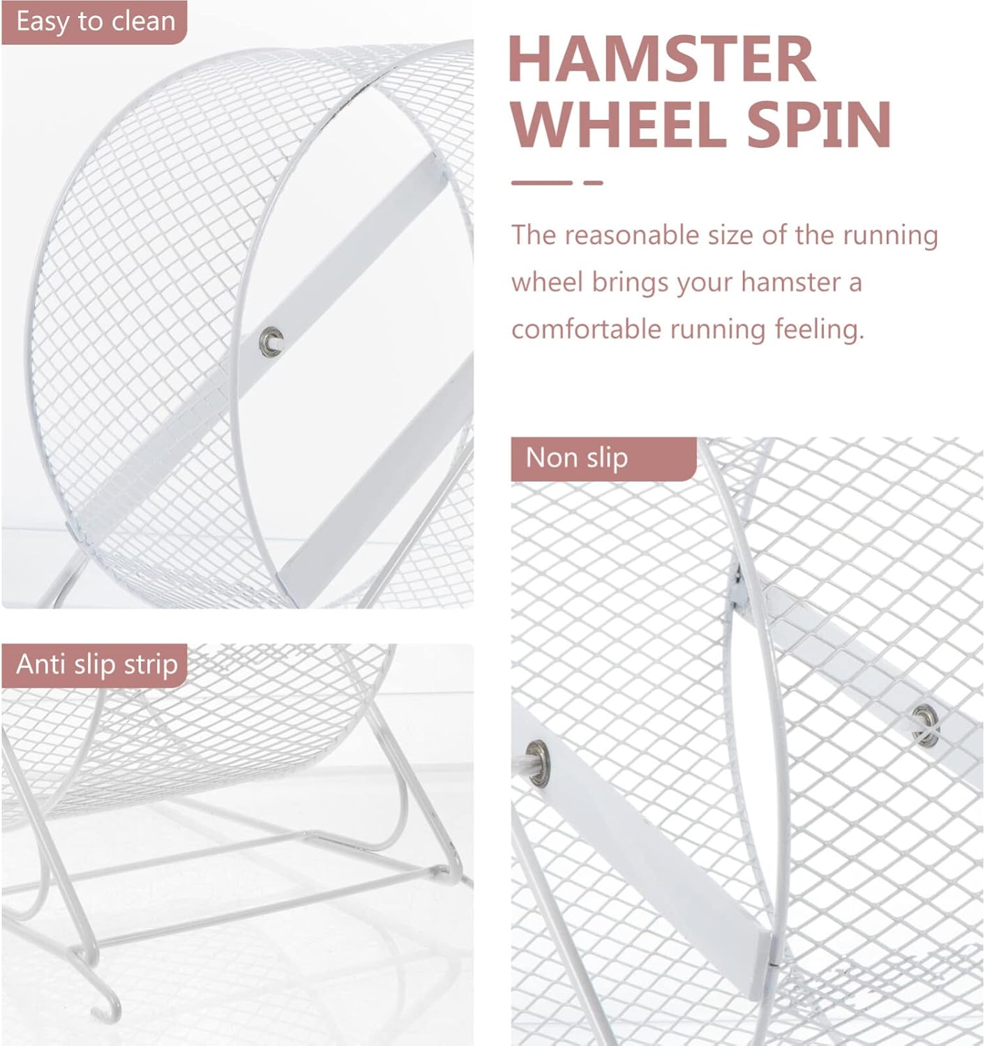 Hamster Wheel Silent Hamster Wheel, Wire Mesh Exercise Wheel Toy with Iron Bracket Spinner Hamster Running Wheels for Chinchilla Ferret Toys