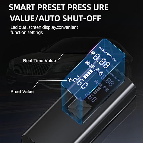 Miniatura 7 de Inflador de neumáticos, compresor de aire portátil para pelota de automóvil y baloncesto para pelotas deportivas, bomba de aire automática para