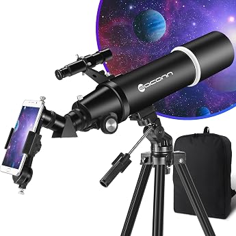 Telescopes for Adults Astronomy, 80 mm Aperture 600 mm Refractor Telescope for Children & Beginners, Compact and Portable Tra