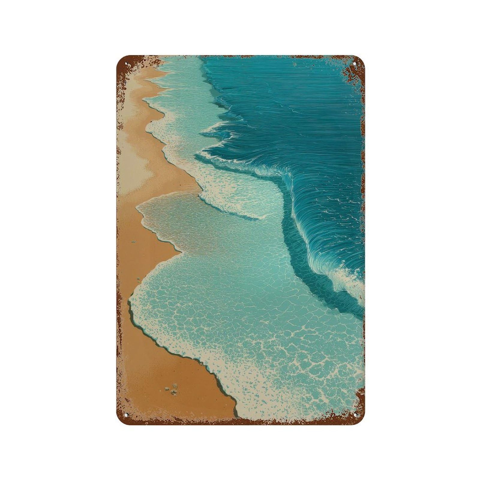 xiaoxiaoshen Beach Shoreline. Minimalist Contemporary Wall Decor Art Metal Tin Poster Modern Home Decor Art Home Bar Shop Decorations Vintage Sign 30x20cm