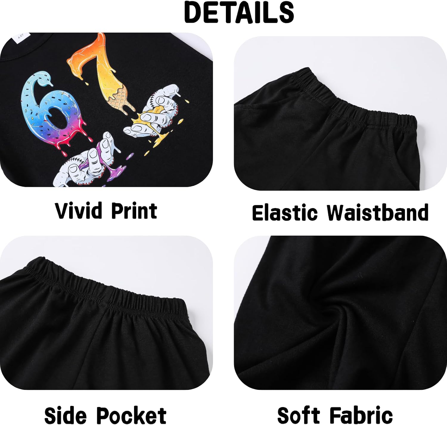 Toddler Boy Clothes Summer Outfit 2 Pieces Set Graphic T-Shirt Top + Shorts Clothing Set, Size 4-8 Years