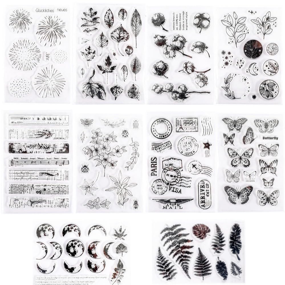 Amazon.co.jp: seimeinoki クリアスタンプ 10枚セット 植物シリーズ