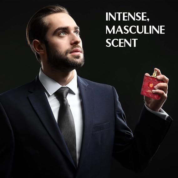 Verse Adonis Red for Men - 100ml Eau De Parfum Spray - Fruity Warm & Floral Fragrance Smell Fresh All Day Long Lasting Includes NovoGlow Carrying Pouch Gift for All Occasions