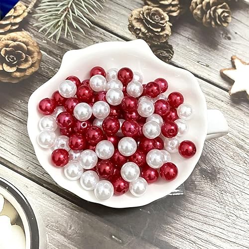 Miniatura 2 de 200 cuentas de perlas de 0.39 pulgadas (0.394in), cuentas redondas de plástico sueltas para hacer joyas, aretes, pulseras, collares, llaveros,