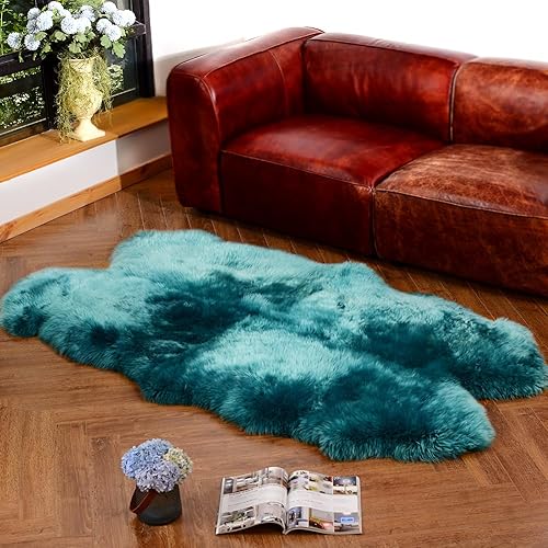 Vista 89 de Alfombra de piel de oveja auténtica de alta calidad, piel de oveja australiana, esponjosa, de lujo, natural, de piel de cordero esponjosa, funda