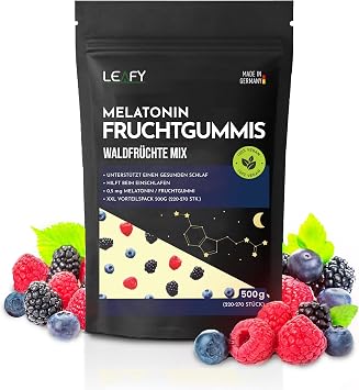 Melatonin Fruit Gummies High Dose XXL Pack 220-270 Pieces 500 g Delicious Forest Fruits Temx - Made in Germany