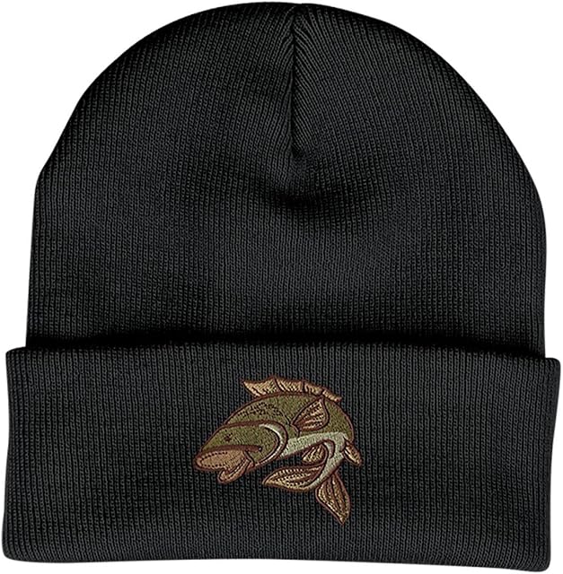 Bang Tidy Clothing Carp Fishing Gifts for Men - Beanie Hat Knit Cap Fisherman Gift with Embroidered Fish