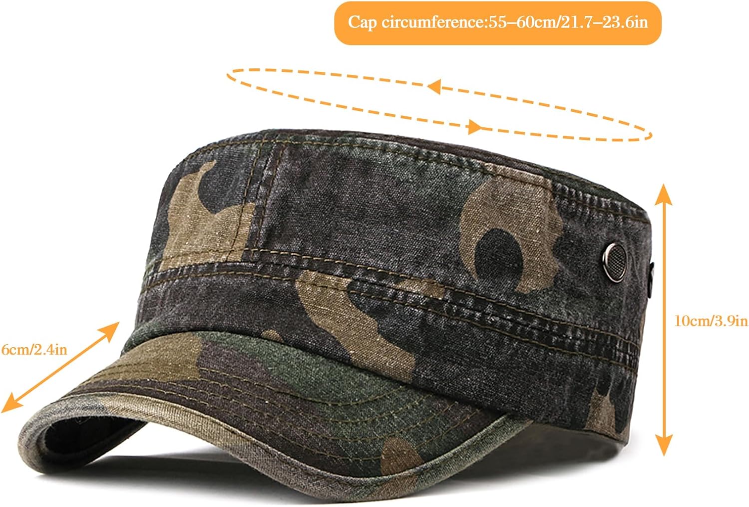 XYIYI Retro Washed Military Caps Cotton Cadet Army Caps Vintage Flat Top Cap - Image 7