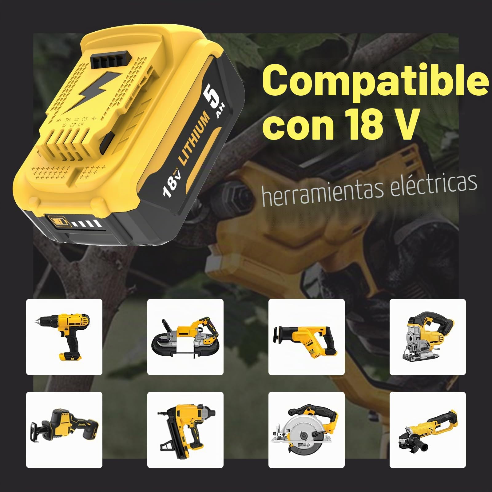 2 x DCB184 5.0Ah de Repuesto para DeWalt 18V para DeWalt batería 18V DCB182 DCB180 DCB184 DCB200 DCB182 DCB181 DCB201 + para Dewalt Cargador 18V 3A batería de Herramientas Goodexo