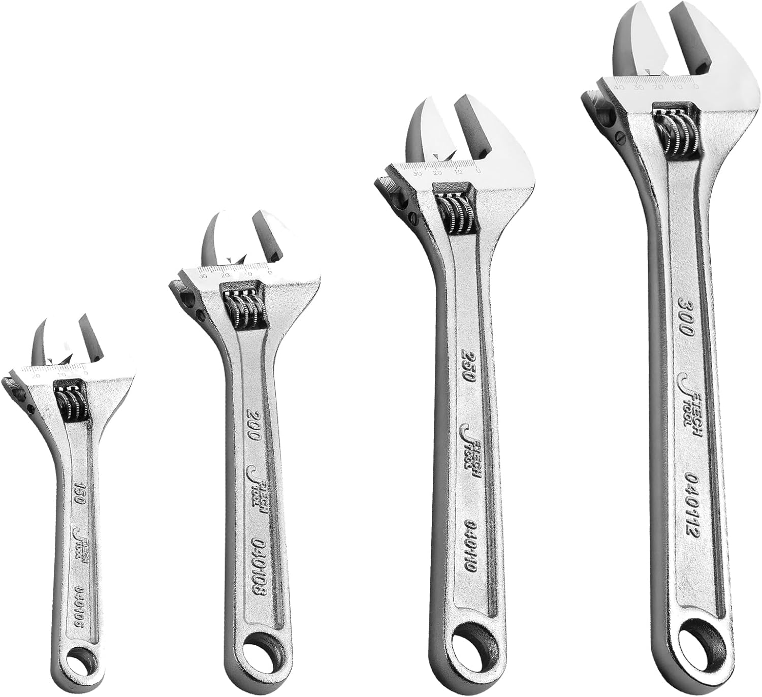 Jetech 4pcs Adjustable Wrench Set, Metric + SAE Professional Heavy Duty 6in, 8in, 10in, 12in, Industry Grade Shifter Spanners with Large Opening, Roll-up Pouch