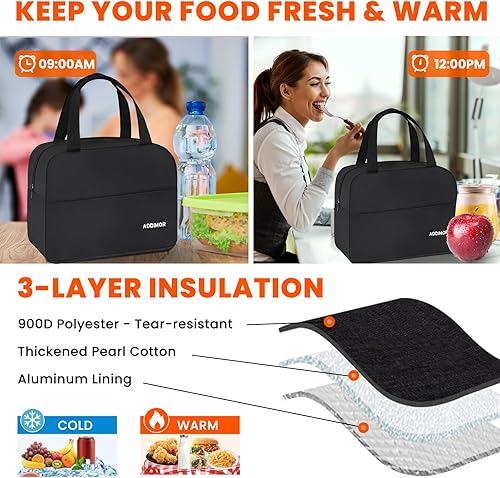 Miniatura 4 de Bolsas de almuerzo para mujer, paquete de 2 loncheras para mujeres y hombres, pequeñas bolsas de almuerzo a prueba de fugas, lindas bolsas de