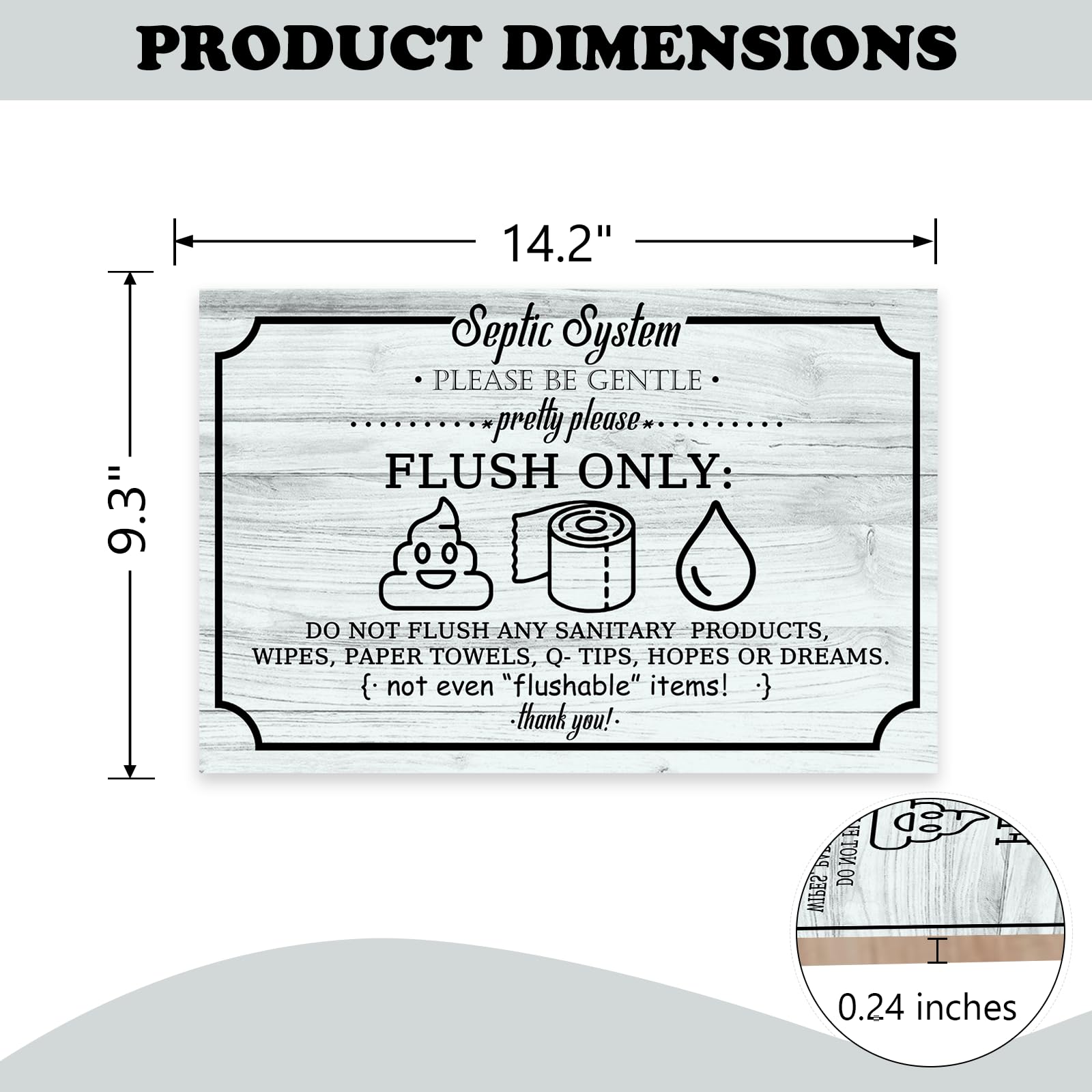 Bolisom Septic System Bathroom Rules Front Door Sign, Funny Wood Hanger Toilet Restroom Home Decor, Farmhouse Rustic Washroom Wooden Wreath Indoor Wall Hanging Decoration