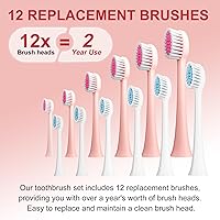 Vista 5 de 2 cepillos de dientes eléctricos con soportes, 12 cabezales de cepillo de dientes sónico de repuesto, 6 modos, IPX7 impermeable, temporizador