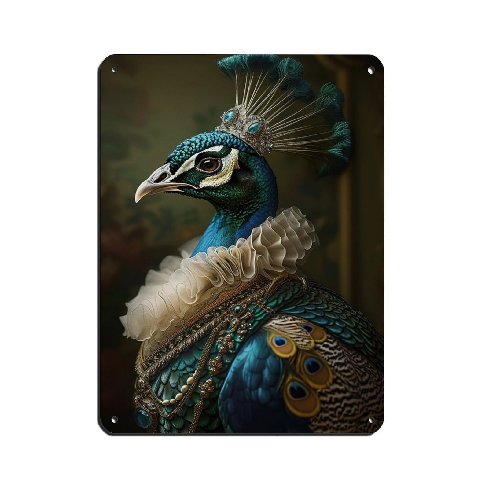 Vintage Peacock Queen Painting Poster Retro Poster Metal Tin Sign Chic Art Retro Iron Painting Bar People Cave Cafe Family Garage Poster Wall Decoration 12x16inch(30x40cm)