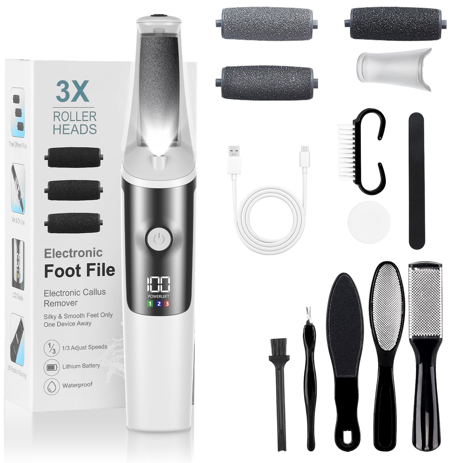 PKBD Electric Foot File Hard Skin Remover for Dead or Dry Skin Rechargeable