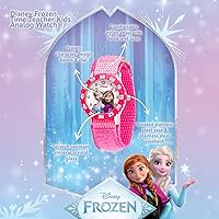 Vista 2 de Disney Frozen - Reloj analógico de nailon para niños, bisel de acero inoxidable, con correa de nailon