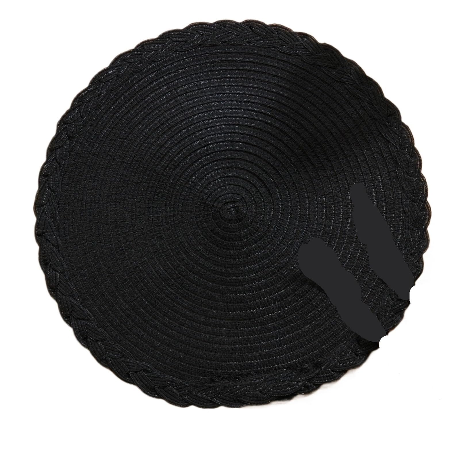 Napperons tissés ronds avec dentelle tapis décoration table cuisine noir