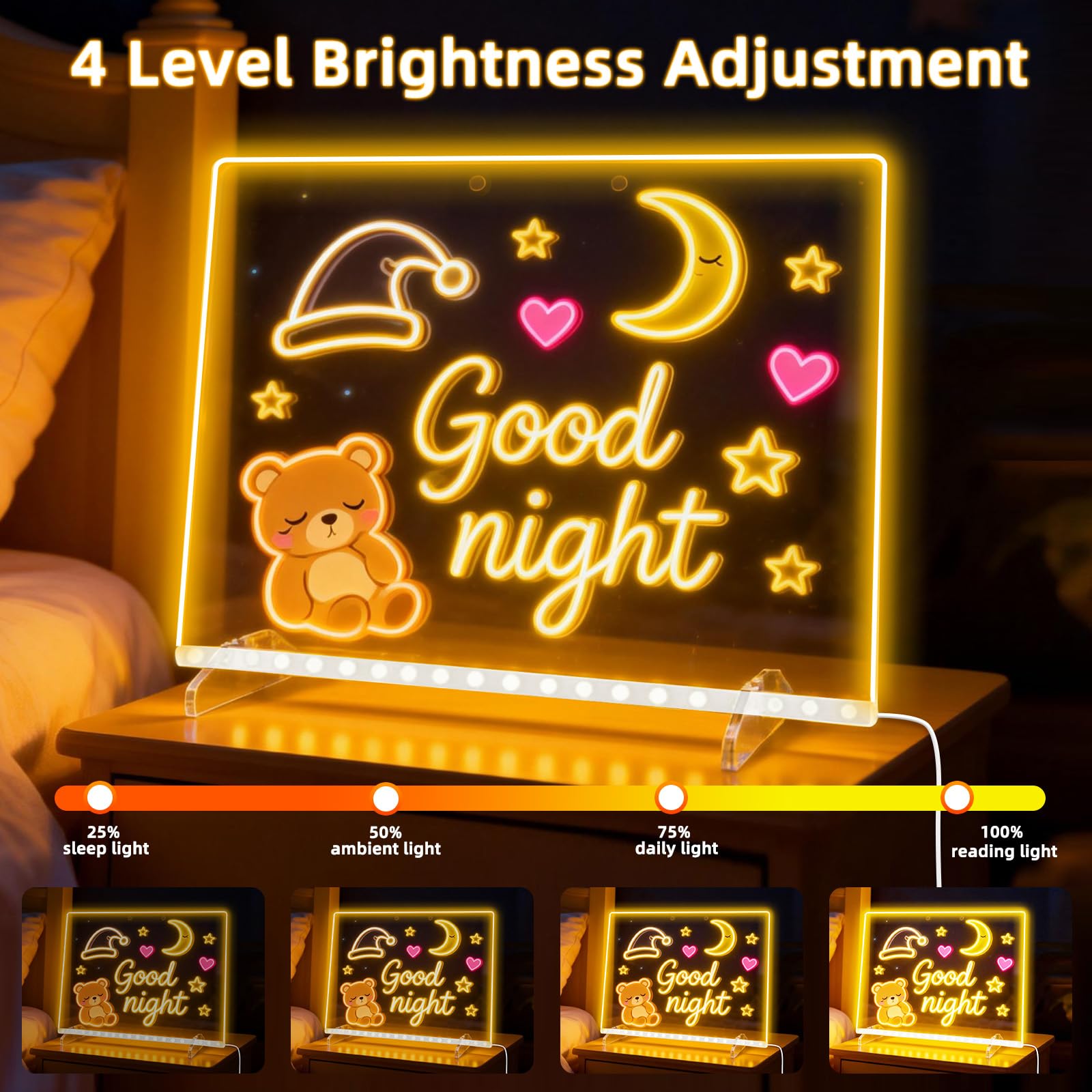 Ortizan LED Zeichenbrett, 35x25 cm LED Maltafel Kinder 13 Farben, Drawing Board Acryl Notiztafel, Zeichnen, Memo, Werbetafel, Dekoration Exquisite Geschenkbox