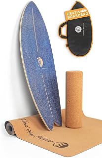 JUCKER HAWAII Balance Board Ocean Rocker - Balanceboard mit Rocker Shape (100% Echtholz) und extra rutschfester Oberfläche - Find Your Balance