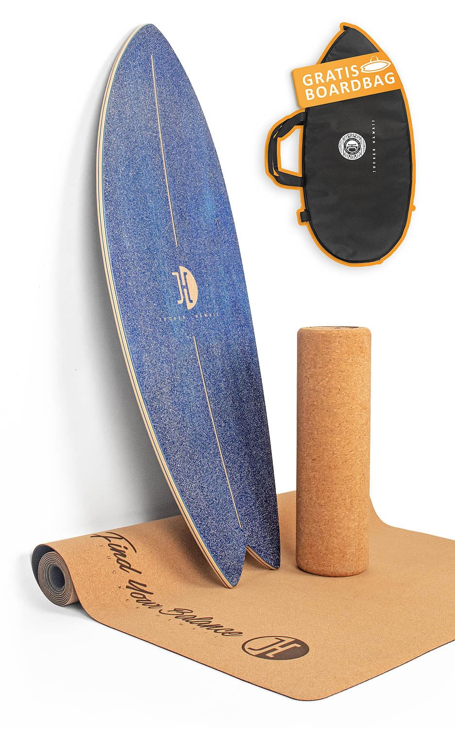 JUCKER HAWAII Balance Board Ocean Rocker - Balanceboard mit Rocker Shape (100% Echtholz) und extra rutschfester Oberfläche - Find Your Balance