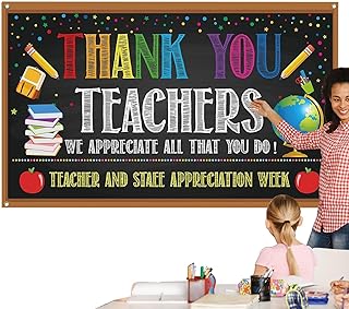 Decoraciones de agradecimiento al profesor, pancarta de agradecimiento al personal escolar, accesorios decorativos para fotos, suministros de fiesta festiva para el día de apertura de la escuela