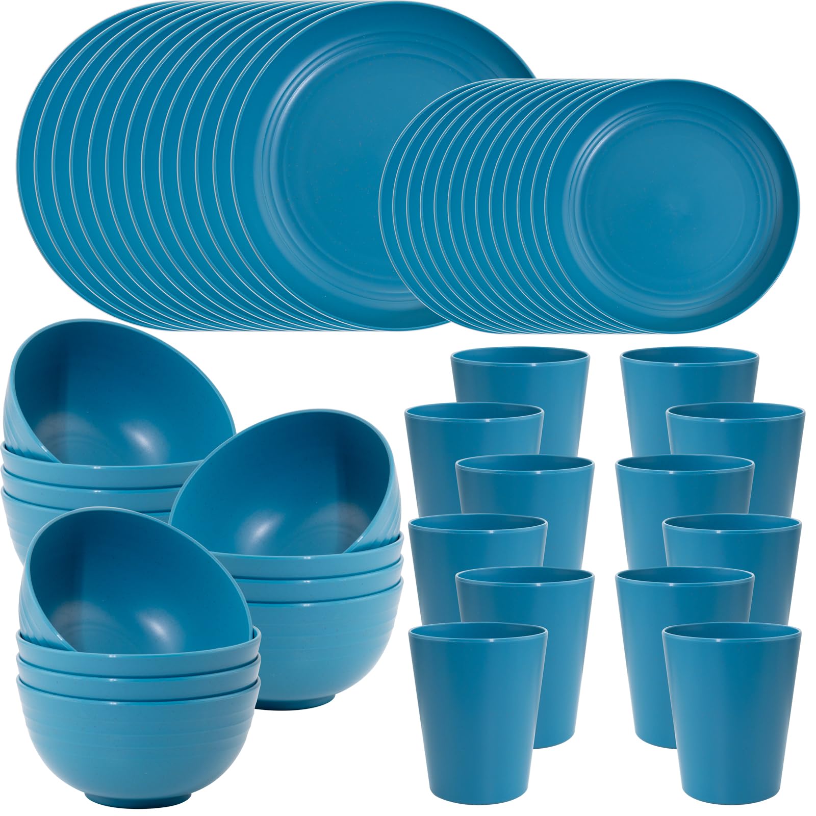 Amazon.com | LIYH 48 Pcs Blue Plastic Wheat Straw Dinnerware