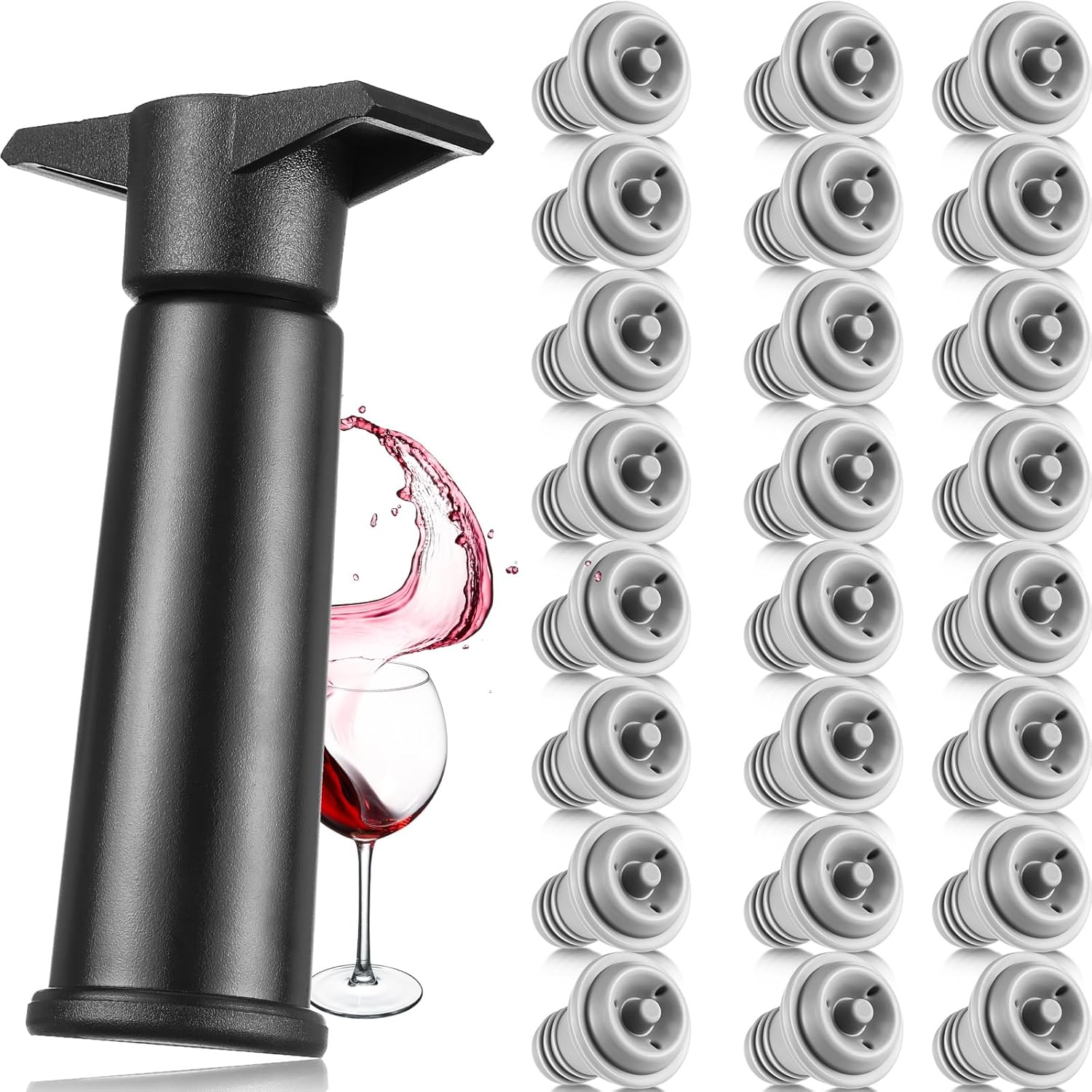 18 Pieces Wine Saver Pump with Vacuum Reusable Preserver Practical Wine Keeper Bottle Sealer Keep Fresh for Kitchen Office Home Adult Party Favor Supplies(Gray)