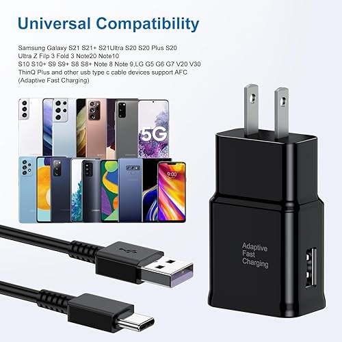 Miniatura 4 de Cargador tipo C de carga rápida, paquete de 3 bloques de carga USB C para teléfono Android y cable de carga de 6 pies, para Samsung Galaxy S10