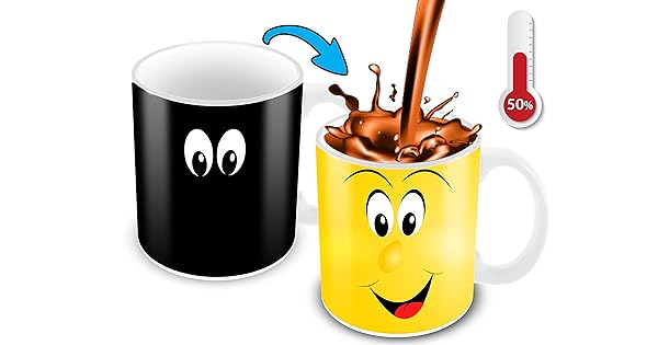 كوب قهوة حساس للحرارة كوب قهوة متغير اللون كوب قهوة مرح كوب قهوة مرح صورة كارتون مبتسم لإيقاظ ظ مرح فكرة لهدية عيد ميلاد من أجله أو