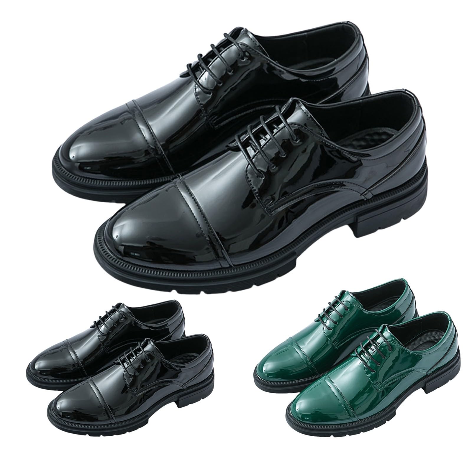 Scarpe in pelle da uomo con tacco a blocco, eleganti e classiche, in Oxford, per uomini, scarpe formali, antiscivolo, punta in pizzo, in pelle, scarpe da sera