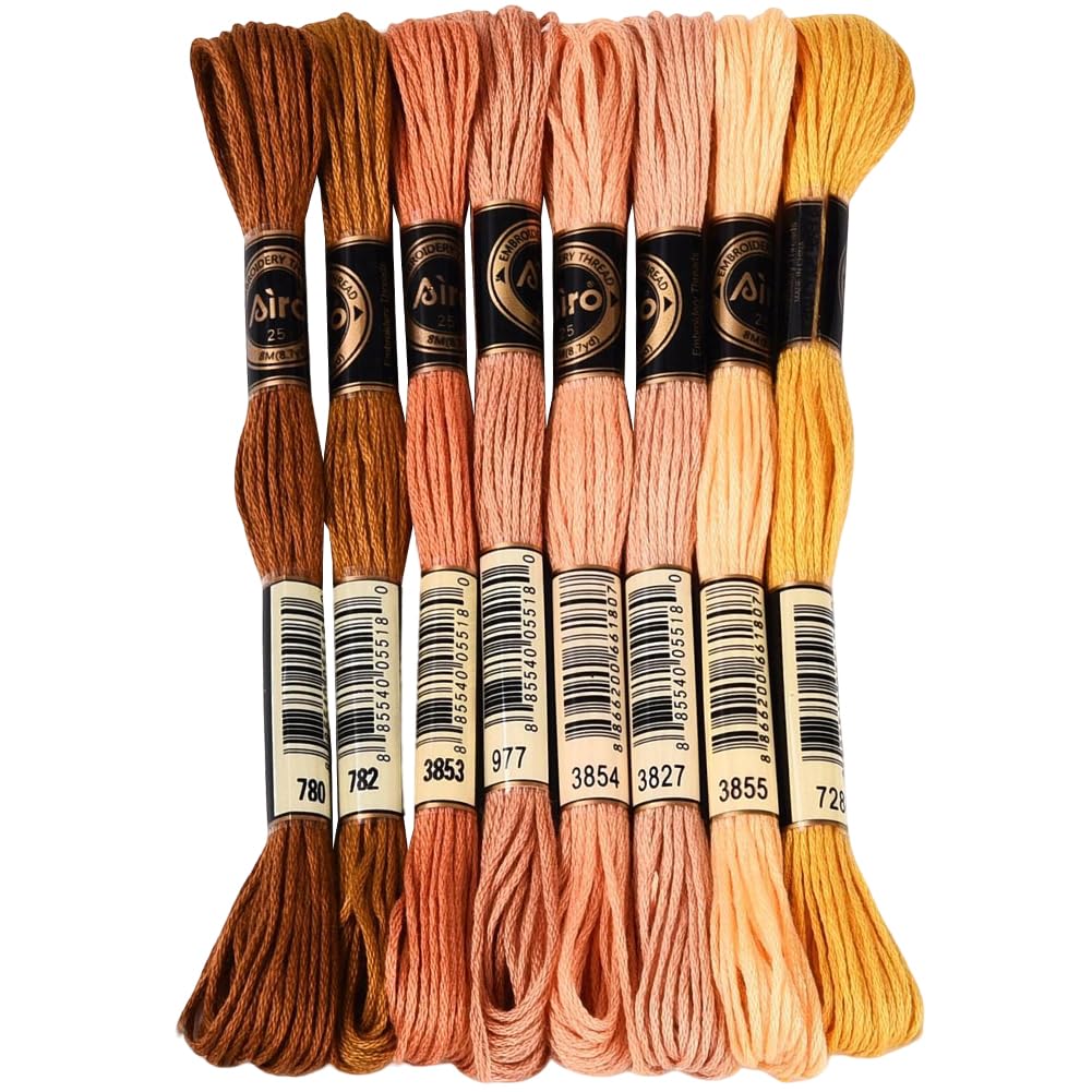 70 Yards 8 Skeins Gradient 6 Strands Neutral Earth Tones Variegated Embroidery Floss Cross Stitch Polyester String Thread Friendship Bracelet Threads Bulk for Hand Sewing Making Craft Supply