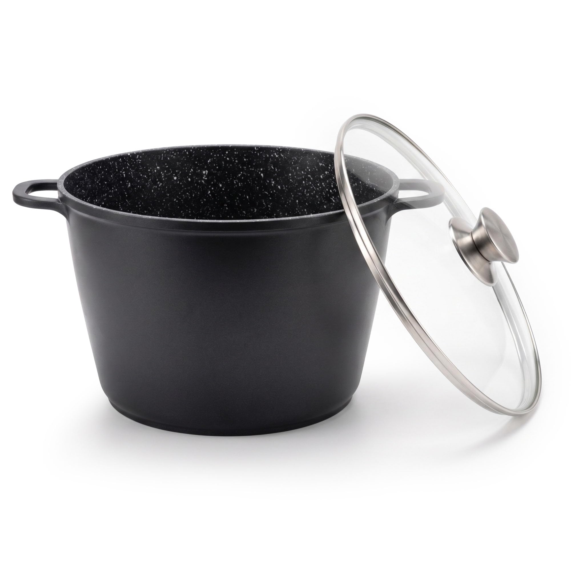 Kochtopf 10 L Suppentopf 28 cm Aluminiumguss Fleischtopf Antihaft Milchtopf Pastatopf Gemüsetopf Schmortopf Induktionstopf mit Glasdeckel Bratentopf für alle Herdarten auch Induktion