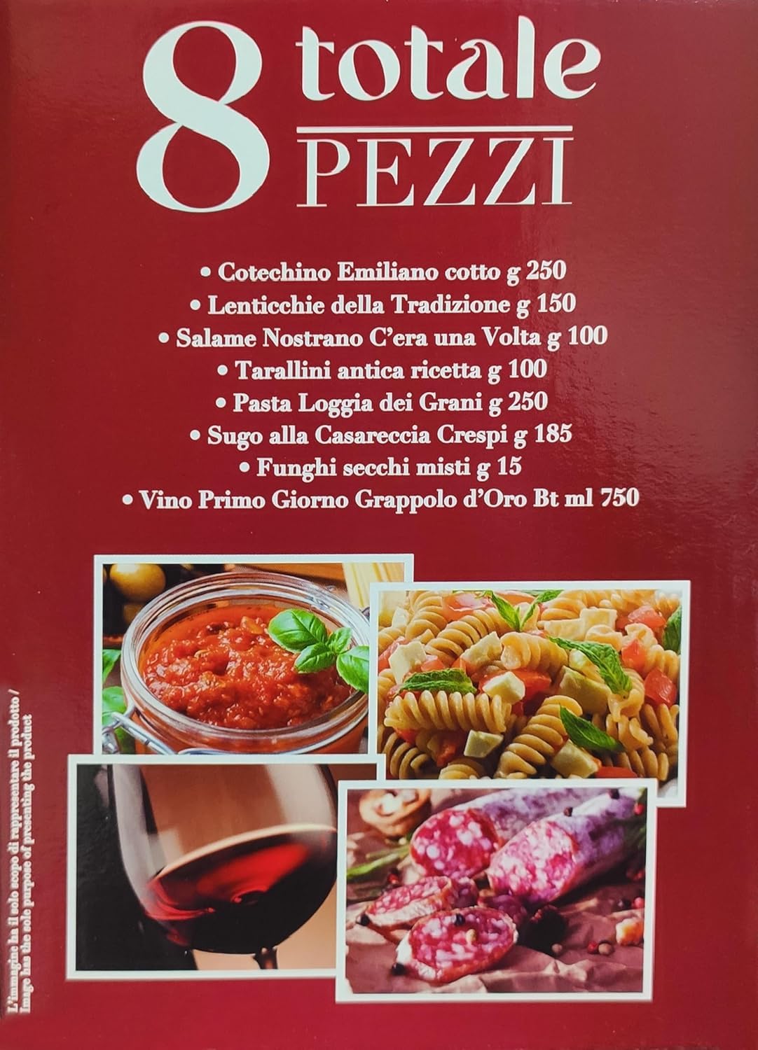 Cesto Natalizio 8 Pezzi “Sapori di Natale”, Confezione Regalo Gourmet con Prodotti Tipici Italiani, Salumi, Pasta, Vino Rosso, Cotechino e Dolci Tradizionali, Idea Regalo Elegante per le Feste