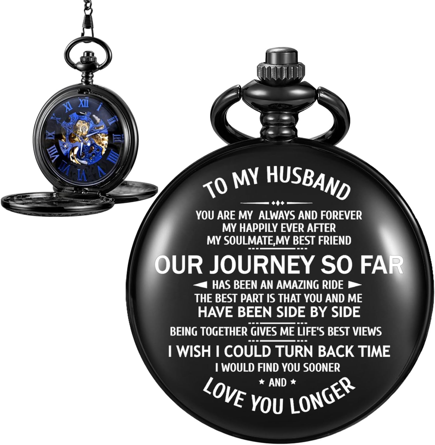 Engraved to My Fiance/to My Boyfriend/to My Husband/My Men Mechanical Pocket Watch for Fiance Customized Personalized Mechanical Pocket Watches with Leather Box for Men