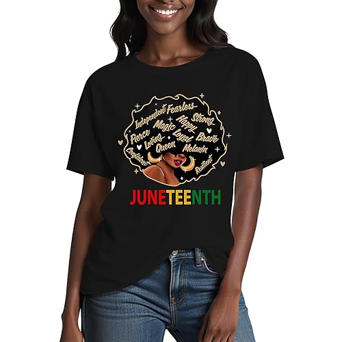 Juneteenth Shirts for Women:100% Cotton African American Freedom Black History