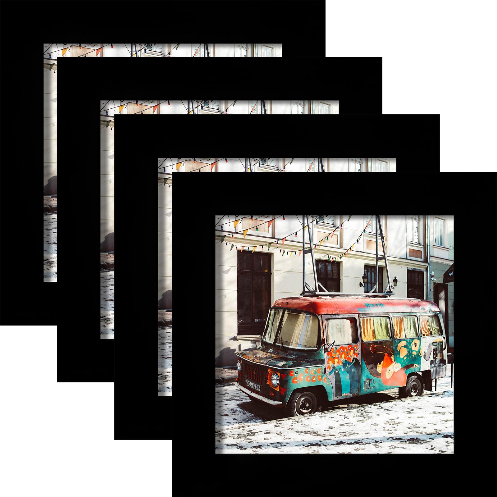 WUTL Natural Solid Wood Black 4x4 Picture Frame