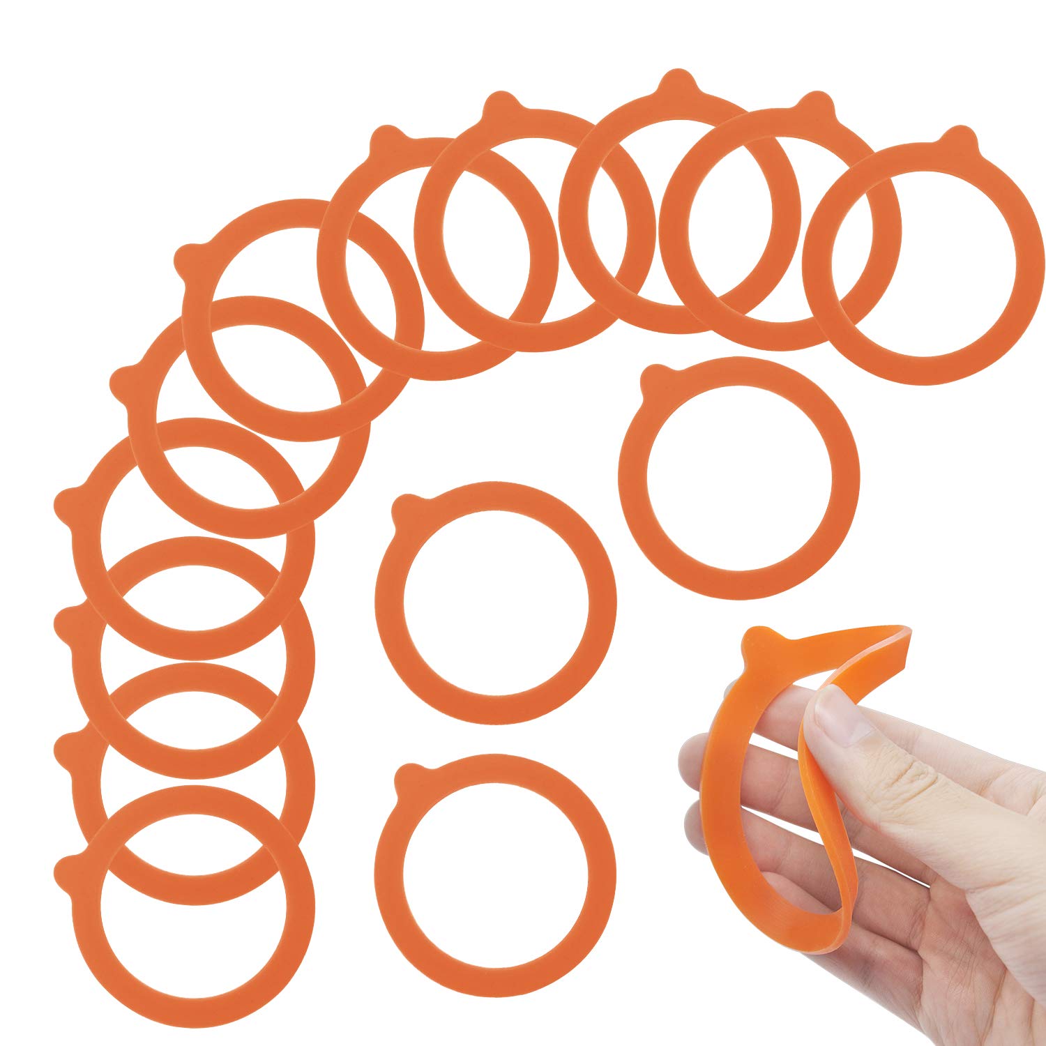 12 Pieces Silicone Replacement Gasket for Jars, Airtight Rubber Seals Rings for Glass Clip Top Jars, Leakproof Silicone Gasket Sealing Rings for Mason Jars, Elastic and Fits Most Sizes (Orange)