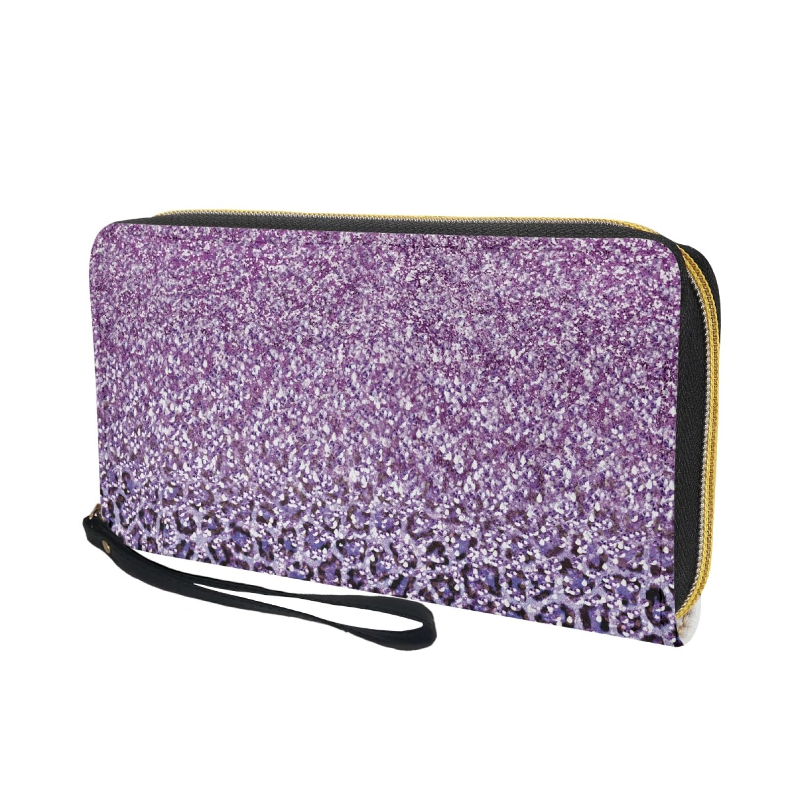 Portafoglio Donna Portamonete Porta Carte di Credito Donna Uomo Wallet | Portafogli con Zip e Cinturino da Polso Leggero Durabile Portatile,Impermeabile Cuoio,Modello Viola 11x20cm/2 Unità